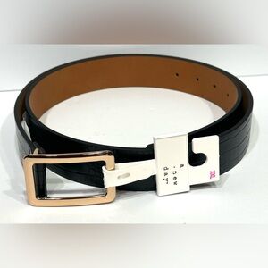 A New Day Women's Belt Gold Rectangular Center Black Croc Size XX-Large, NEW